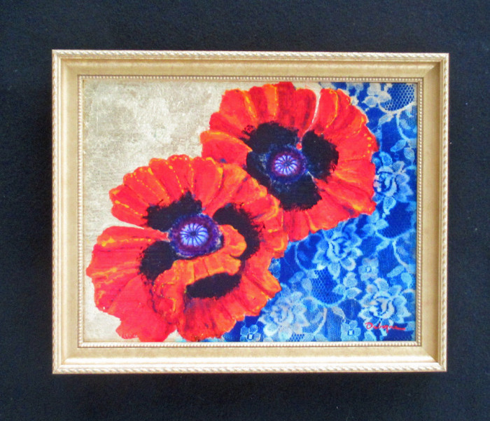 Poppies With lace 13x16